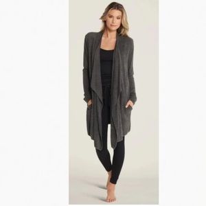Barefoot Dreams Gray waterfall Open Cardigan Sweater Sz L/XL